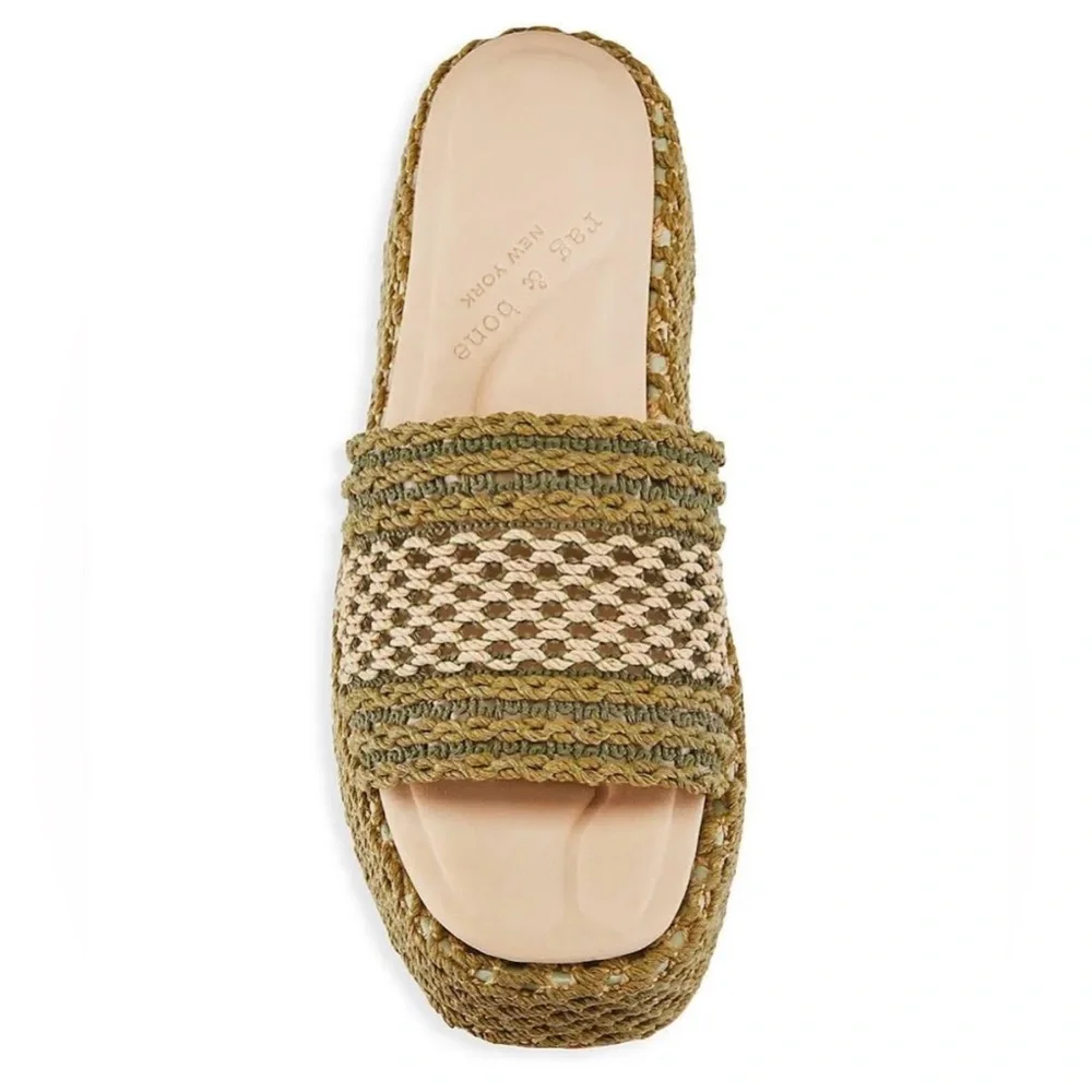 Rag & Bone Logan Crochet Slides Women's Olive Green Platform Sandals Size 10